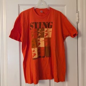 Sting Broken Music Tour Orange Graphic T-Shirt Adult Size Large